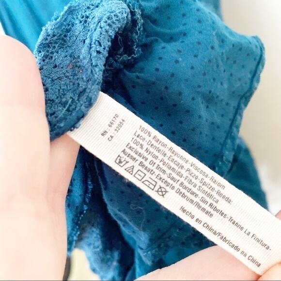Free people Teal polka dots pattern & lace blouse - Picture 5 of 8